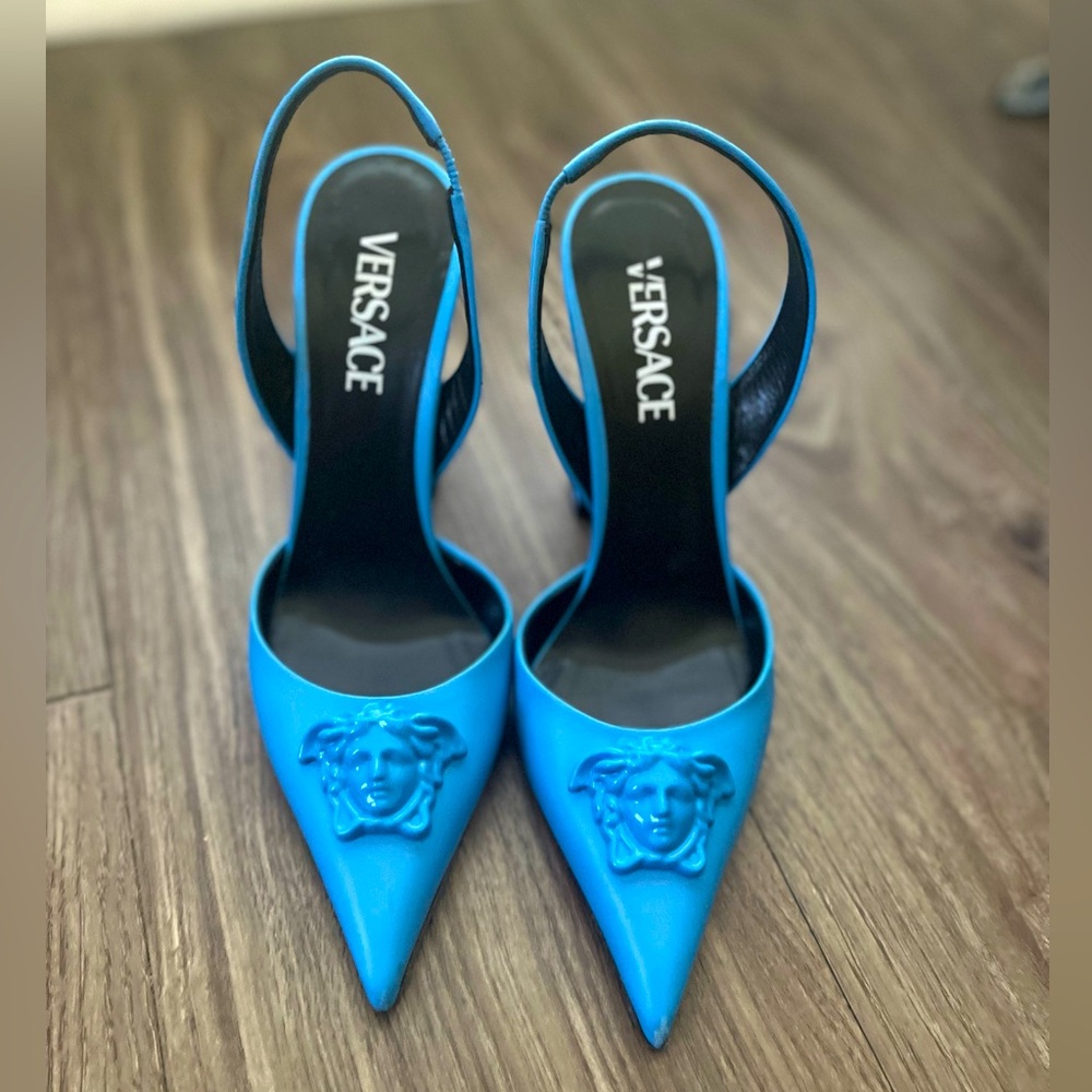 Blue Versace heels